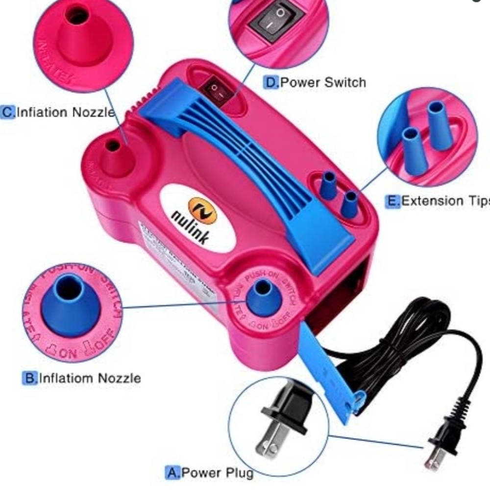 NULINK Electric Portable Dual Nozzle Ballon Blower Pump inflation for decoration
